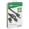 InLine Καλώδιο 3-in-1 USB, USB-A αρσενικό σε Micro-USB+USB-C+Lightning, μαύρο/αλουμίνιο