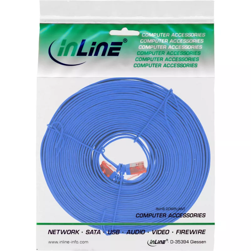 InLine Επίπεδο Ultraslim καλώδιο patch U/UTP Cat.6 Gigabit μπλε 7m