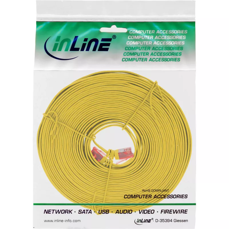 InLine Επίπεδο Ultraslim καλώδιο patch U/UTP Cat.6 Gigabit κίτρινο 7 m