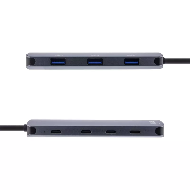 InLine USB 3.2 Gen.2 Hub, 4x USB-C + 3x USB-A, PD 100W, Αλουμίνιο, γκρι