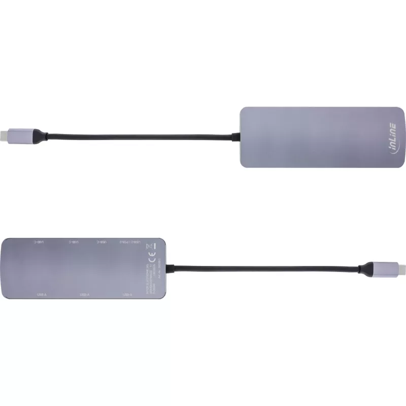 InLine USB 3.2 Gen.2 Hub, 4x USB-C + 3x USB-A, PD 100W, Αλουμίνιο, γκρι