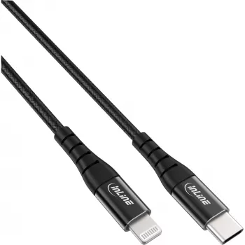 InLine Καλώδιο USB-C σε Lightning, για iPad, iPhone, iPod, μαύρο/αλουμίνιο, 2 m MFi