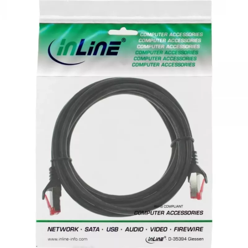InLine καλώδιο patch S/FTP PiMF Cat.6 250MHz PVC χαλκός μαύρο 25m