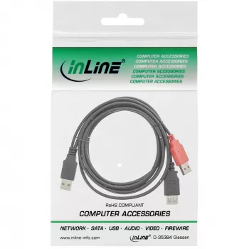 USB 2.0 καλώδιο Y 2x βύσμα Type-A/υποδοχή InLine 34510Z 0,2m