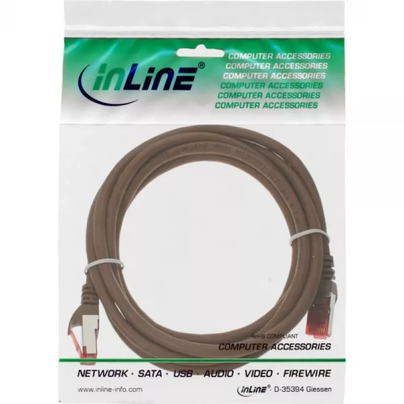 InLine καλώδιο patch S/FTP PiMF Cat.6 250MHz PVC χαλκός καφέ 25m