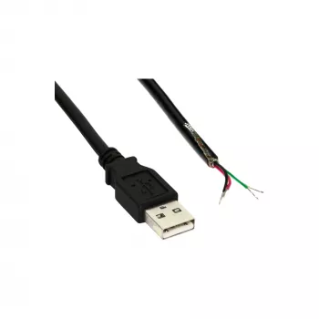 InLine καλώδιο USB 2.0 Type A βύσμα / ανοιχτό άκρο, μαύρο, 2 m