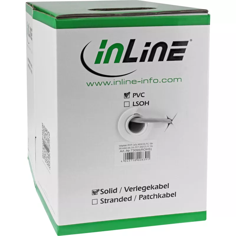 InLine καλώδιο εγκατάστασης συμπαγές SF/UTP Cat.5e AWG24 CCA PVC 500m