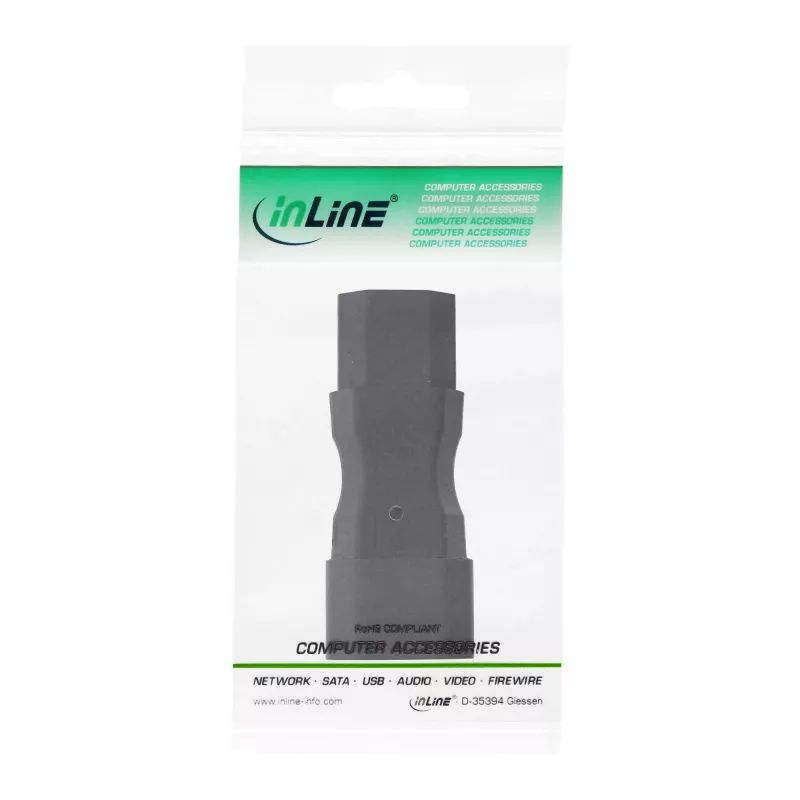 InLine τροφοδοτικός αντάπτορας IEC 60320 C14 σε C13, 3-πολικός, βύσμα συσκευής