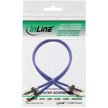 InLine Καλώδιο ήχου RCA Premium 2x RCA αρσενικό/αρσενικό επιχρυσωμένο 0,5 m