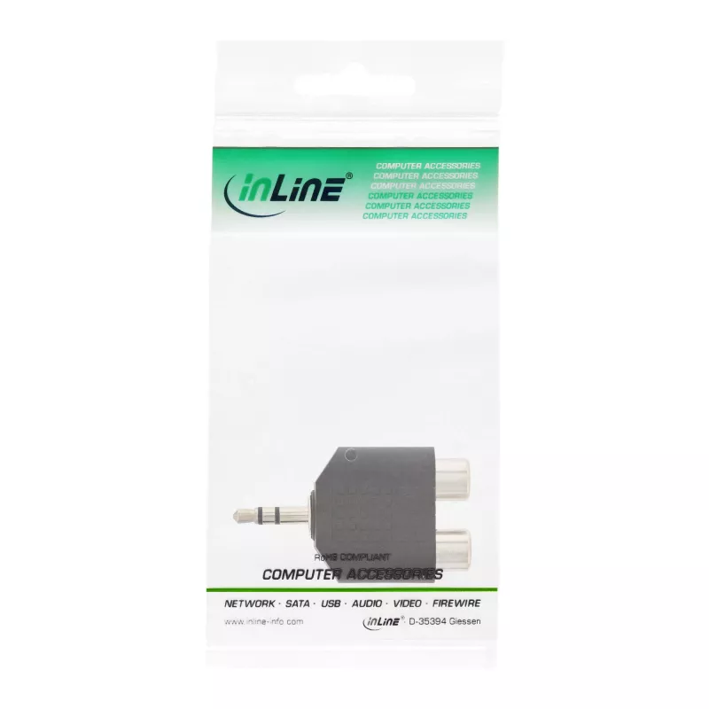 Προσαρμογέας ήχου αρσενικό 3,5 mm / 2x υποδοχή Cinch stereo InLine 99302