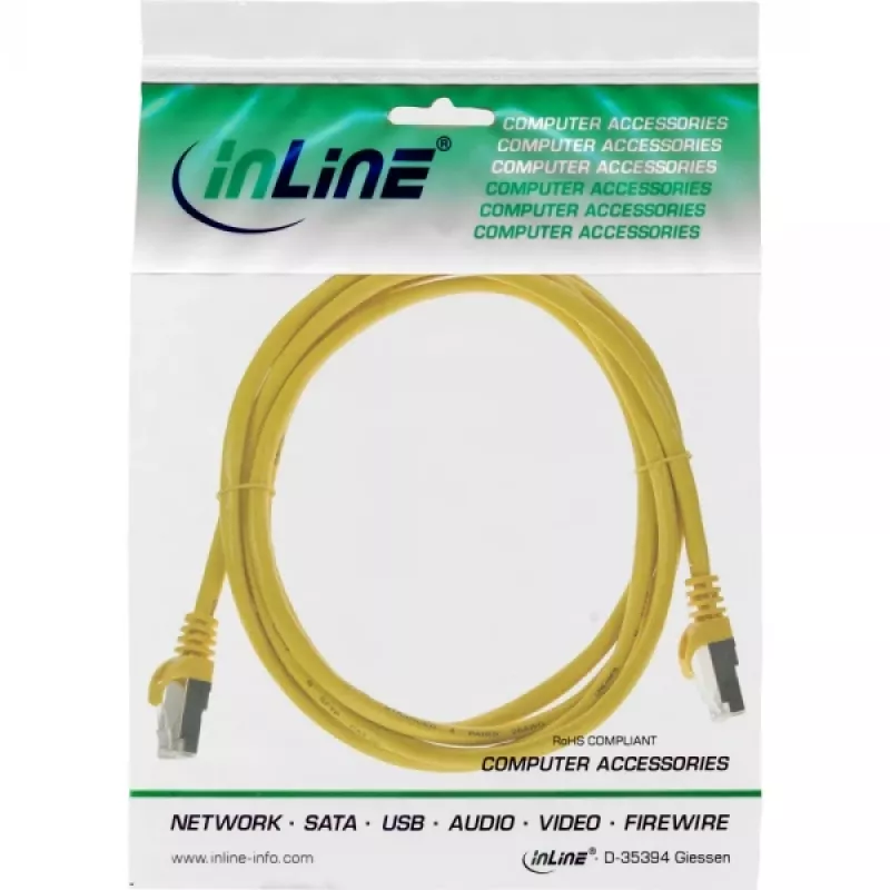 InLine Καλώδιο Patch SF/UTP Cat.5e κίτρινο 0,25m