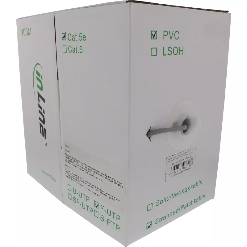 InLine Καλώδιο Patch F/UTP Cat.5e AWG26 CCA PVC γκρι 100m