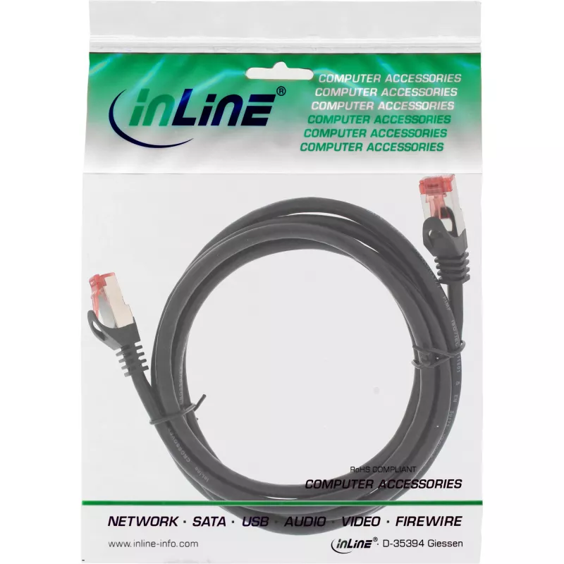 InLine Καλώδιο απευθείας σύνδεσης Crossover PC-σε-PC S/FTP Cat.6 μαύρο 2 m