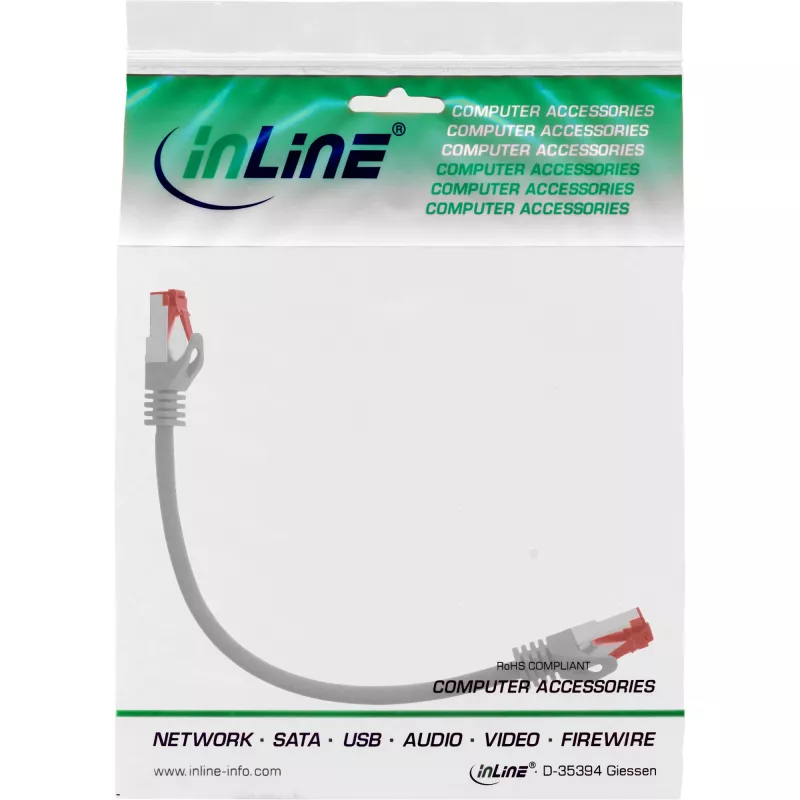 InLine Καλώδιο Patch S/FTP PiMF Cat.6 250MHz PVC χαλκός γκρι 0,3m