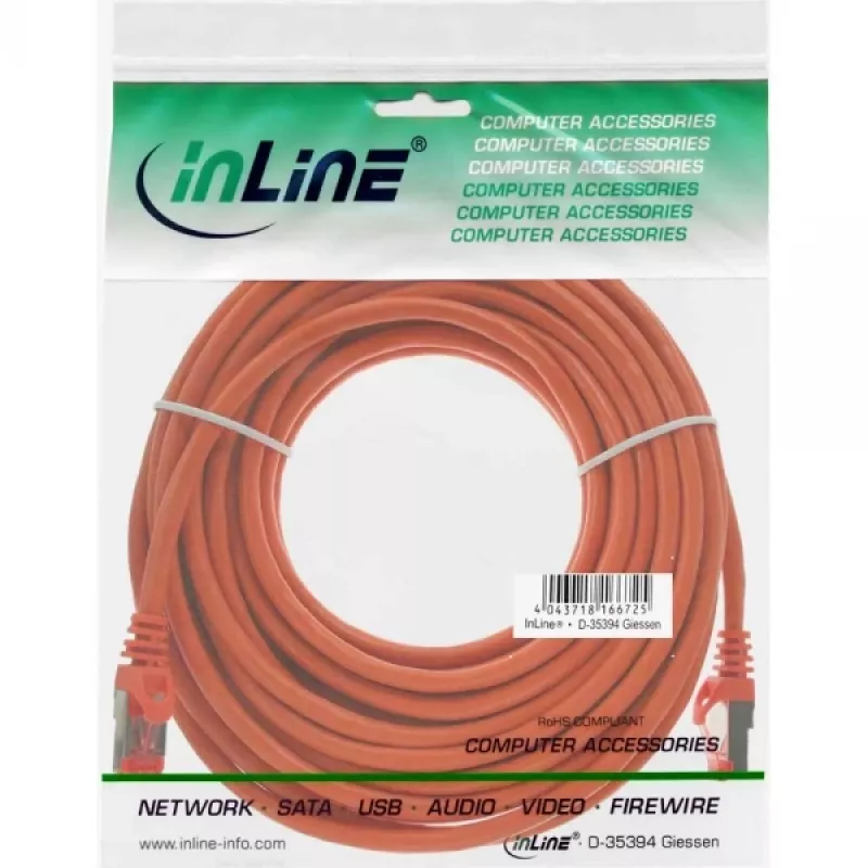 InLine Patch καλώδιο S/FTP PiMF Cat.6 250MHz PVC χαλκός πορτοκαλί 20m