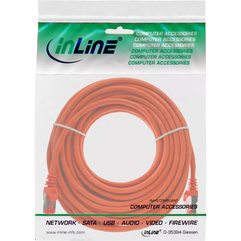 InLine Patch καλώδιο S/FTP PiMF Cat.6 250MHz PVC χαλκός πορτοκαλί 15m