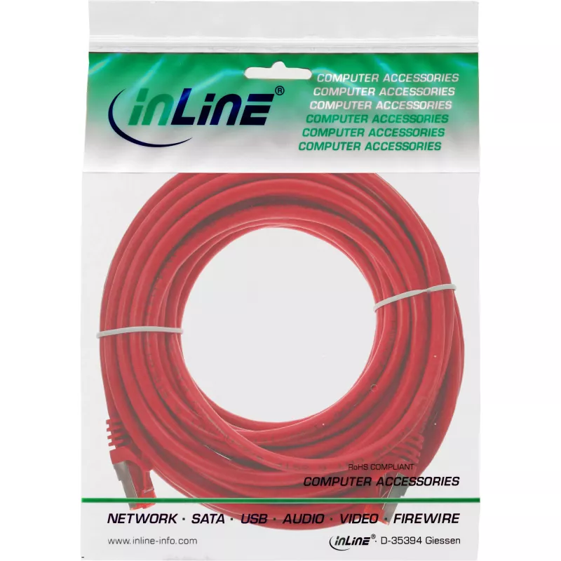 InLine Patch καλώδιο S/FTP PiMF Cat.6 250MHz PVC χαλκός κόκκινο 15m