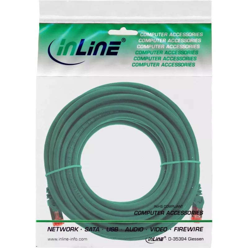 InLine Patch καλώδιο S/FTP PiMF Cat.6 250MHz PVC χαλκός πράσινο 15m