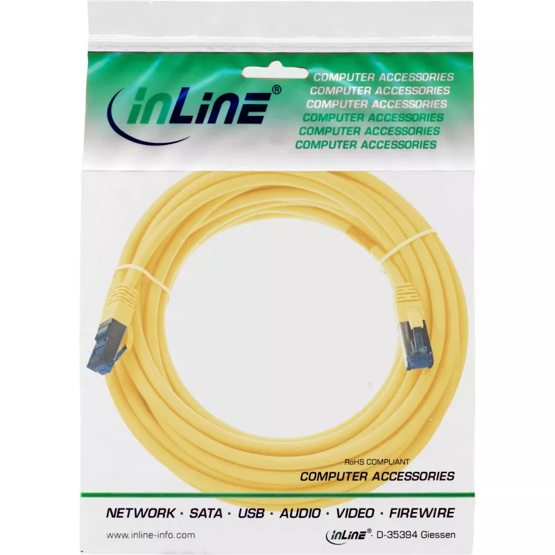 InLine Patch καλώδιο S/FTP PiMF Cat.6A χωρίς αλογόνα 500MHz κίτρινο 15m