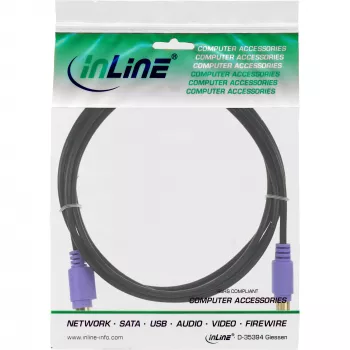 InLine Καλώδιο PS/2, , M/F, μαύρο/μωβ, επιχρυσωμένες επαφές, 2 m