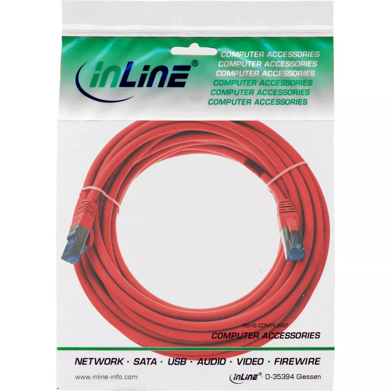 InLine Patch καλώδιο S/FTP PiMF Cat.6A χωρίς αλογόνα 500MHz κόκκινο 15m