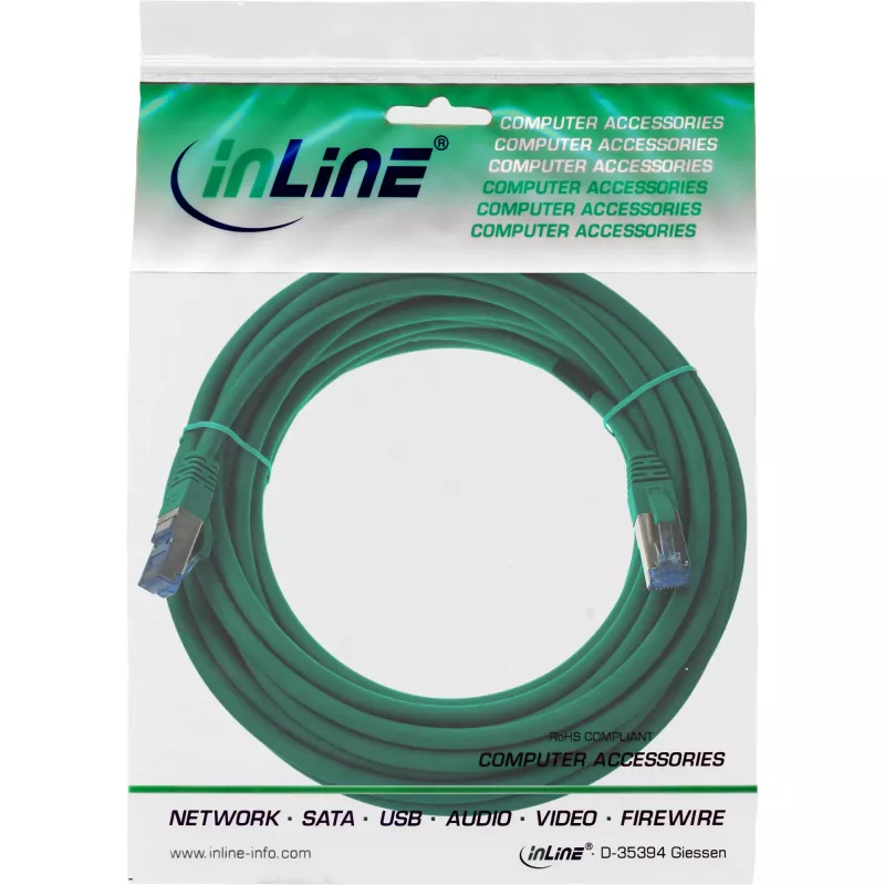 InLine Patch καλώδιο S/FTP PiMF Cat.6A χωρίς αλογόνα 500 MHz πράσινο 20m