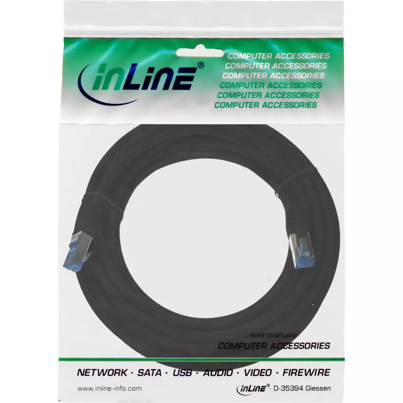 InLine Patch καλώδιο S/FTP PiMF Cat.6A χωρίς αλογόνα 500MHz μαύρο 15m