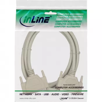 InLine σειριακό καλώδιο επέκτασης, χυτό DB37 βύσμα αρσενικό / υποδοχή θηλυκή, απευθείας, γκρι, 2 m