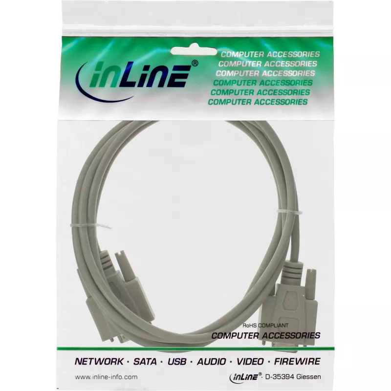 InLine Σειριακό καλώδιο επέκτασης, 9-pin αρσενικό/θηλυκό, χυτό, 1:1, 5m