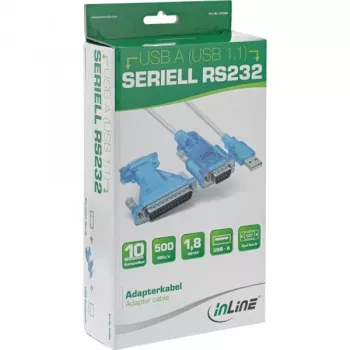 InLine Καλώδιο προσαρμογέα USB σε σειριακό USB Type-A αρσενικό / DB9 αρσενικό 1,8 m