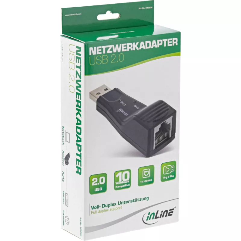 InLine Προσαρμογέας δικτύου USB 2.0 10 / 100MBit