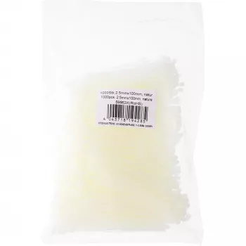 Δεματικά καλώδια InLine 100 mm x 2,5 mm λευκά, νάιλον, αντοχή εφελκυσμού 78,5 N, 1000 τεμ.
