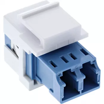 InLine FO Keystone Snap-in προσαρμογέας λευκός, Duplex LC/LC, SM, κεραμικός δακτύλιος, μπλε
