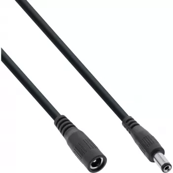 InLine Καλώδιο επέκτασης DC, DC αρσενικό/θηλυκό 5,5x2,1 mm, AWG 18, μαύρο 1 m