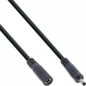 InLine Καλώδιο επέκτασης DC, DC αρσενικό/θηλυκό 3,5x1,35mm, AWG 18, μαύρο 0,5m