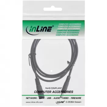 InLine καλώδιο επέκτασης DC, βύσμα/υποδοχή DC 5,5x2,1mm, AWG 18, μαύρο 2m