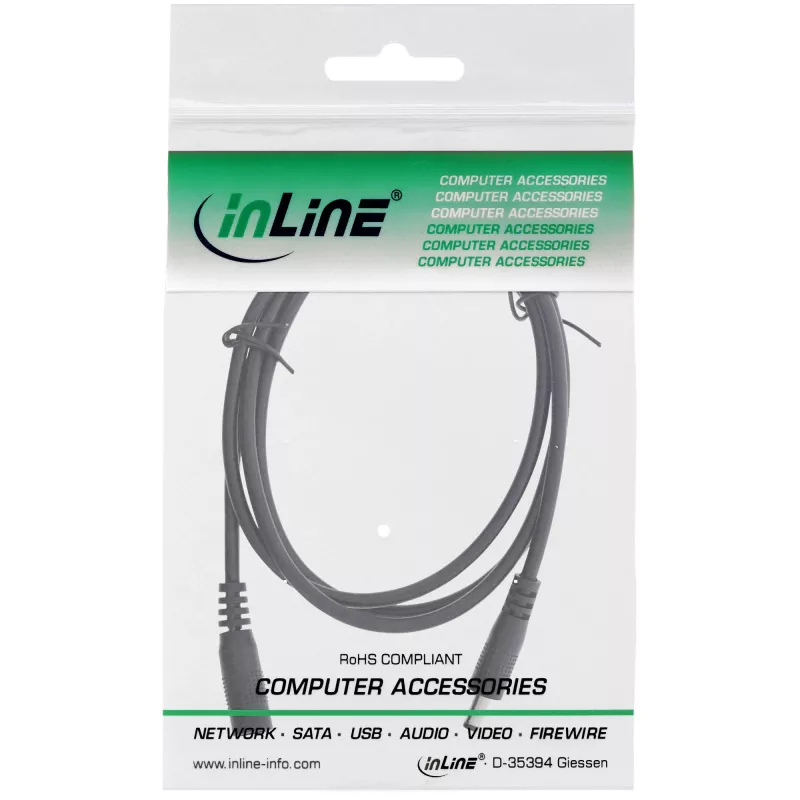InLine καλώδιο επέκτασης DC, βύσμα/υποδοχή DC 4,0x1,7mm, AWG 18, μαύρο 0,5m