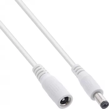 InLine καλώδιο επέκτασης DC, βύσμα/υποδοχή DC 5,5x2,5mm, AWG 18, λευκό 1m