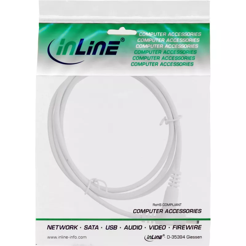 InLine καλώδιο επέκτασης DC, βύσμα/υποδοχή DC 4,0x1,7mm, AWG 18, λευκό 1m