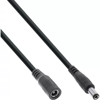 InLine καλώδιο επέκτασης DC, βύσμα/υποδοχή DC 5,5x2,5mm, AWG 18, μαύρο 1m