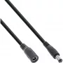 InLine καλώδιο επέκτασης DC, βύσμα/υποδοχή DC 5,5x2,5mm, AWG 18, μαύρο 1m