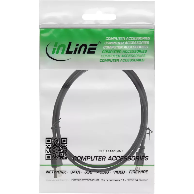 InLine καλώδιο Micro-USB 2.0 USB Type-A αρσενικό / Micro-B αρσενικό, μαύρο, 1m