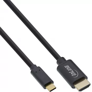 InLine καλώδιο οθόνης USB, βύσμα USB-C σε βύσμα HDMI, 5 m, 5 m, USB Type-C, HDMI, αρσενικό, αρσενικό, ευθύ