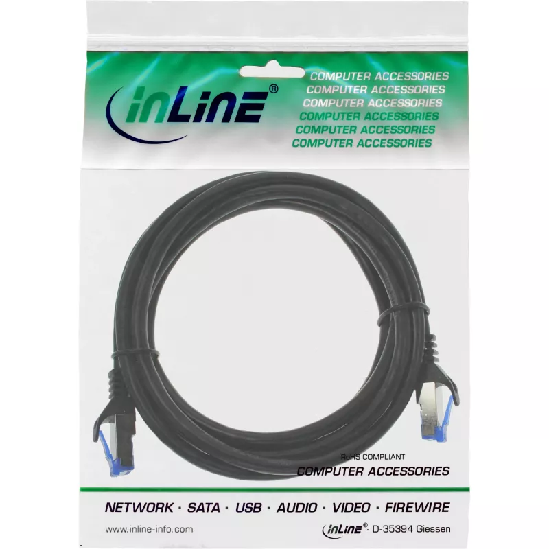 InLine Καλώδιο δικτύου, Cat.6A, S/FTP, PE εξωτερικού χώρου, μαύρο, 0,5m