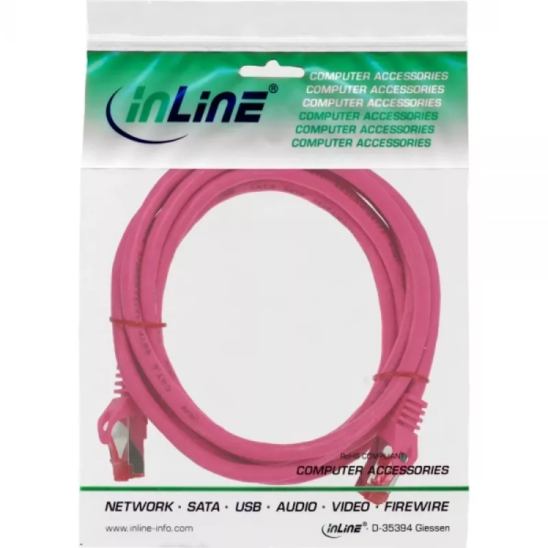 InLine Καλώδιο δικτύου S/FTP PiMF Cat.6 250MHz PVC χαλκός ροζ 2m