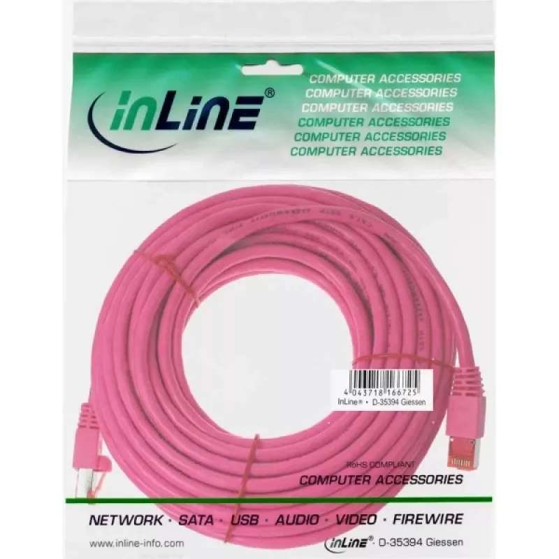 InLine Καλώδιο δικτύου S/FTP PiMF Cat.6 250MHz PVC χαλκός ροζ 7,5m