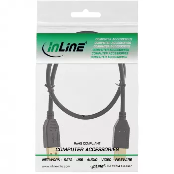 InLine καλώδιο USB 2.0, AM/AM, μαύρο, επιχρυσωμένες επαφές, 1 m