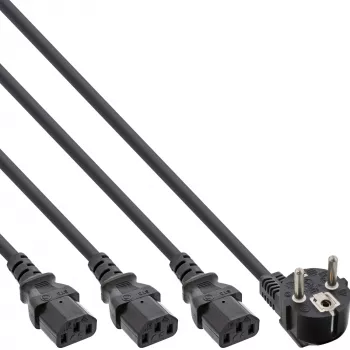 InLine καλώδιο Y 1x CEE 7/7 γωνιακό / 3x 3-πολικό IEC C13 βύσμα αρσενικό, v3 (2m+1/3/2m)