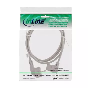 InLine καλώδιο τροφοδοσίας, CEE 7/7 γωνιακό / 3-πολικό IEC C13 γωνιακό, γκρι, 1,8m