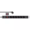 InLine Πολύπριζο 19 ιντσών, 6 θέσεων Schuko, με διακόπτη, 2 m, μαύρο